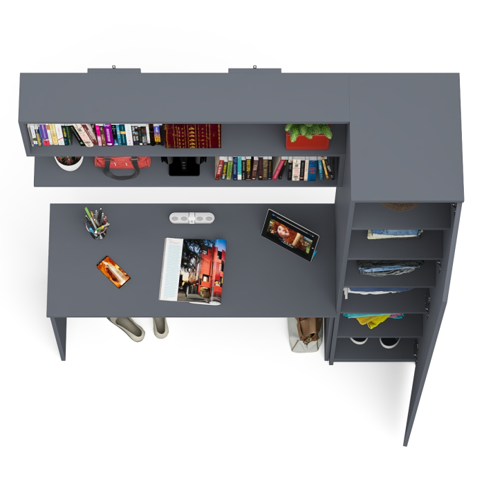 Прямые компьютерные столы, Пенал высокий с дверкой с письменным столом Мори МСП1200.1 и открытой навесной полкой