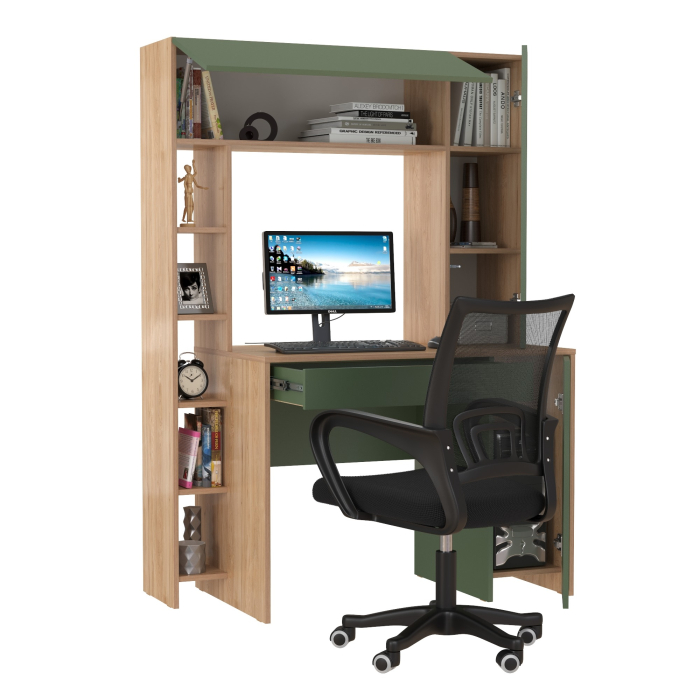 Прямые компьютерные столы, Комплект из компьютерного стола Комфорт 12.71 и черного кресла 103