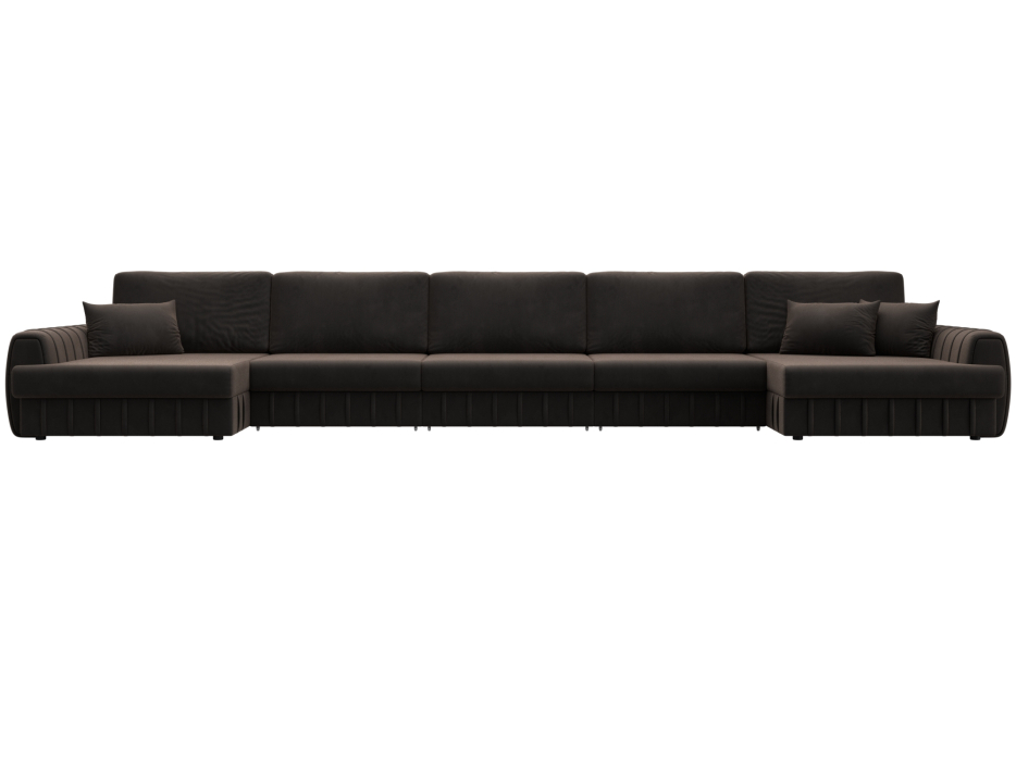 Диваны угловые в гостиную, Диван П-образный Лига-057 НПБ МегаЛонг, велюр SEVEN