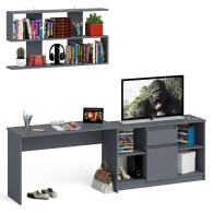 Прямые компьютерные столы, Тумба большая с дверками и нишами с письменным столом Мори и верхней полкой на 1200