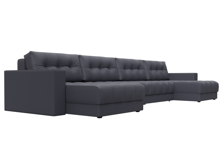 Дизайнерские диваны для гостиной, Диван П-образный с декором Лига-049 НПБ Лонг, экокожа GRIFON