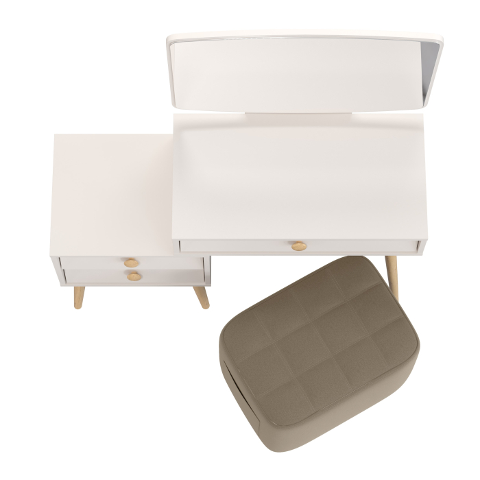 С зеркалом, Пуфик с карманом Вики и косметический столик Афина