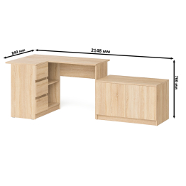 Компьютерный угловой стол левое исполнение с широкой тумбой Мори МА-900