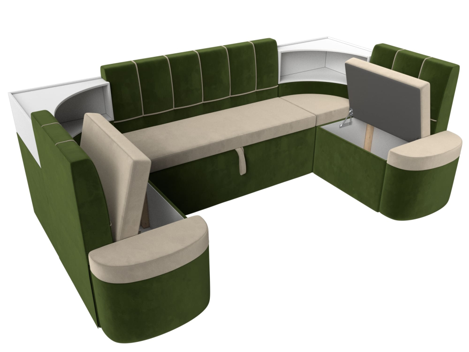 Кухонные уголки, Кухонный П-образный диван Тефида, микровельвет