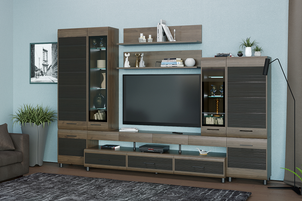 Стенки для гостиной, Модульная гостиная Камелия композиция 3