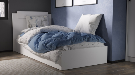 Кровать ЭКО 0,9, белый гладкий