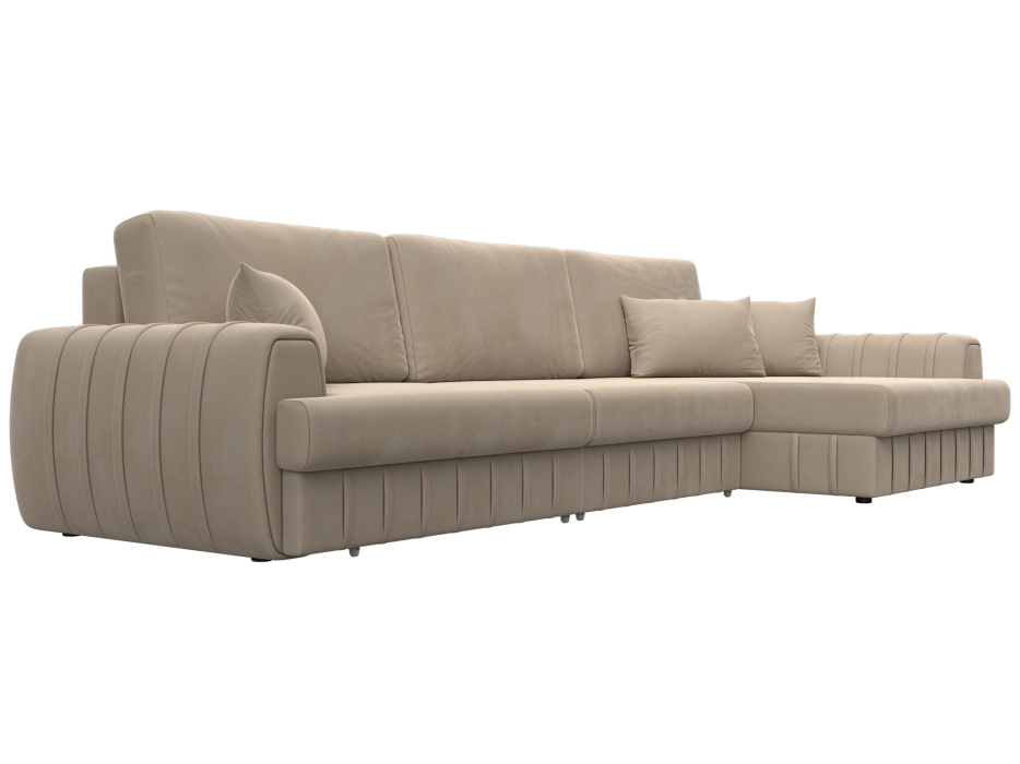 Диваны угловые в гостиную, Диван угловой Лига-057 НПБ Лонг угол правый, велюр SEVEN