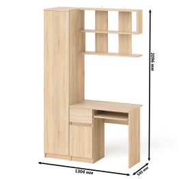 Пенал с дверкой Мори МШ400-1 с компьютерным столом МС-1 левый и открытой полкой на 900