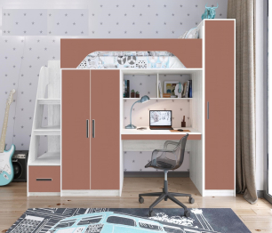 Кровать чердак Тея 1900х800 Винтерберг/амарант