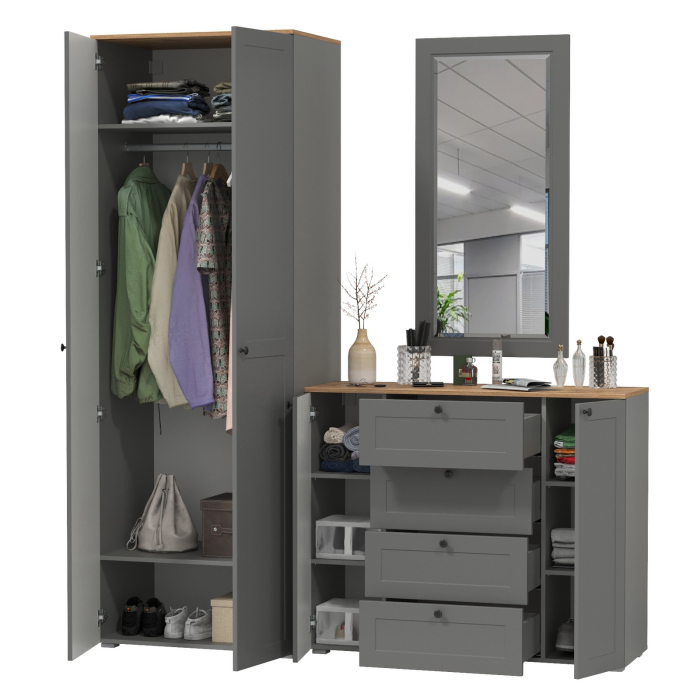 Прихожие, Комод с зеркалом и шкафом для прихожей Остин