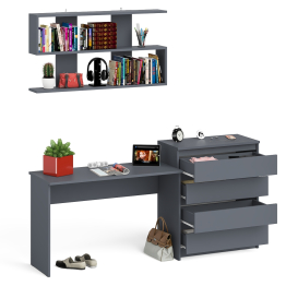 Комод Мори четыре ящика МК800.4 с письменным столом с навесной полкой на 1200