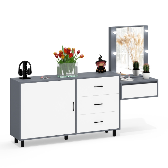 Туалетные столики, Стол косметический навесной с подсветкой и комод 122-1504