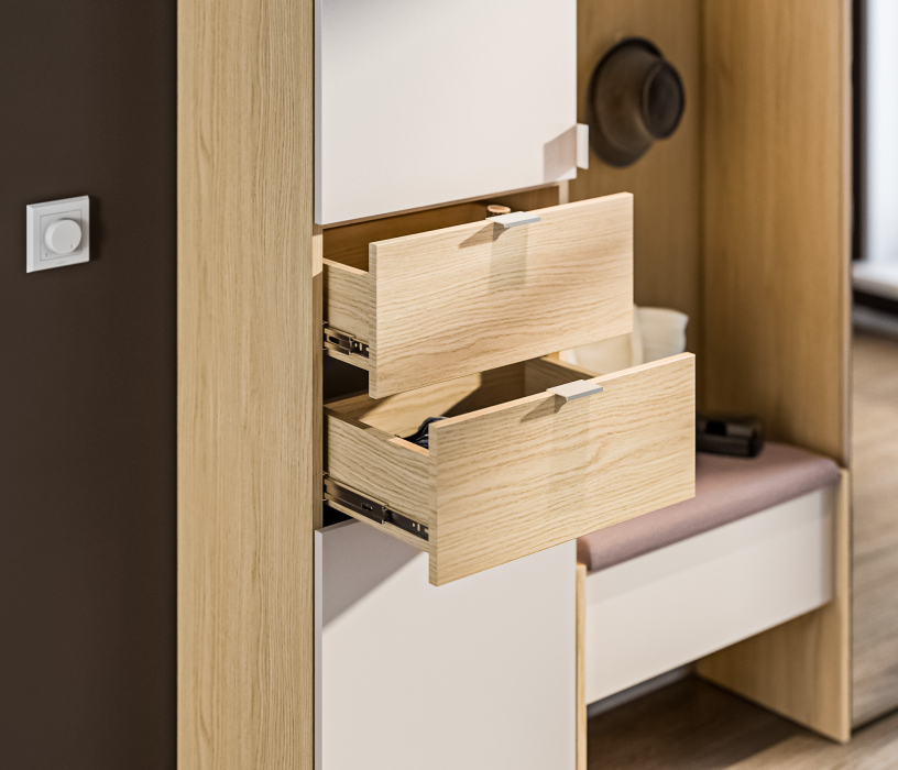 Шкафы пеналы, Шкаф с ящиками Афина СБ-3314 Дуб Винченца/Дуб Винченца,Кашемир серый