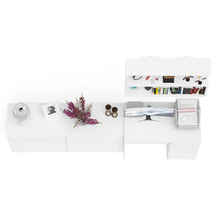 Домашние кабинеты, Комод шесть ящиков Мори МК1380.6 со столом с ящиком и дверкой справа и полка