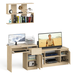 Однотумбовый компьютерный стол Мори МС-1 правый с тумбой МТВ1200.1 и открытой полкой на 900