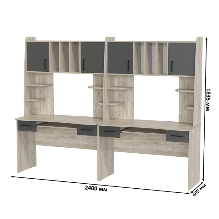 Прямые компьютерные столы, Компьютерные столы для двоих человек Бета