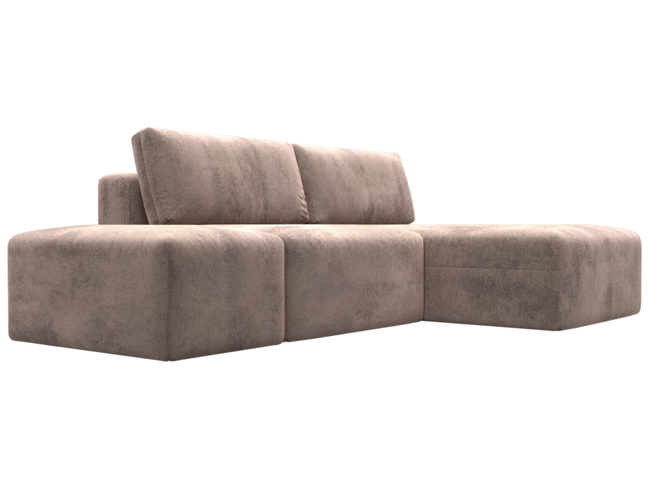 Диваны угловые в гостиную, Диван угловой модульный с пуфом Лига-060 НПБ угол универсальный, велюр TOWER