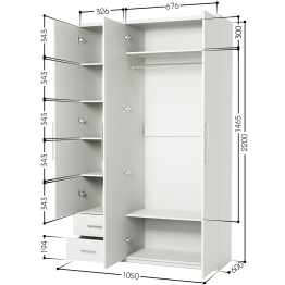 Шкаф трехдверный Мелодия МКЯ-32/1 105х60