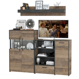 Комод с витриной с подсветкой и комод с дверкой и ящиком Трувор