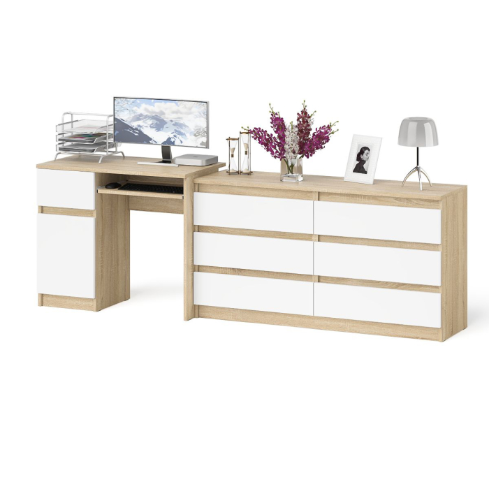 Компьютерные столы, Комод 6-ть ящиков Мори 1380 и стол компьютерный МС-1 дверка и ящик слева