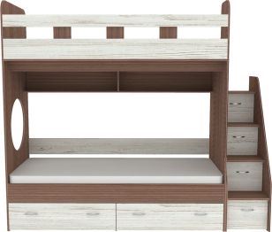 Двухъярусная кровать Юниор 1 90x200, Бодего Темный