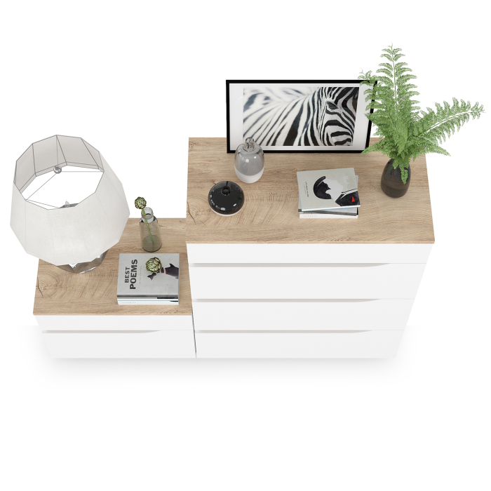 Комоды, Тумба с комодом Муссон белый/дуб эндгрейн элегантный