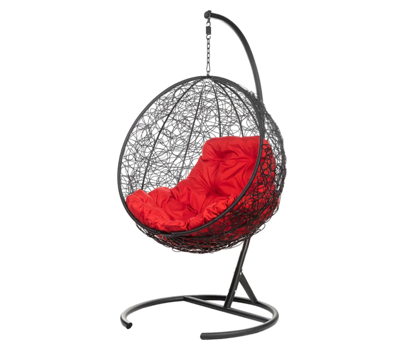 Мебель из ротанга, Подвесное кресло Kokos Black Красная подушка
