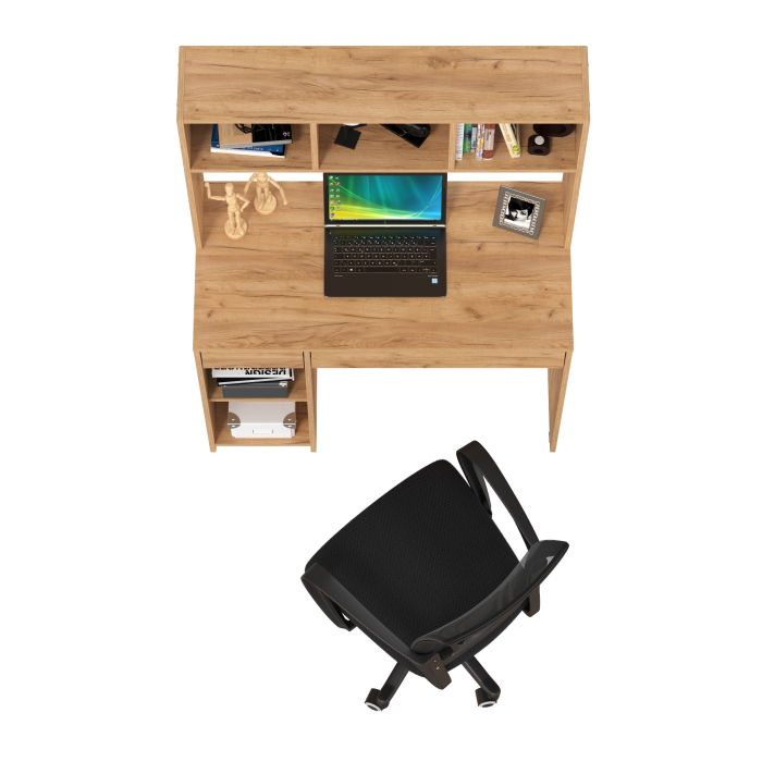 Прямые компьютерные столы, Компьютерный стол Моби Комфорт 12.77F с компьютерным креслом 103 чёрного цвета