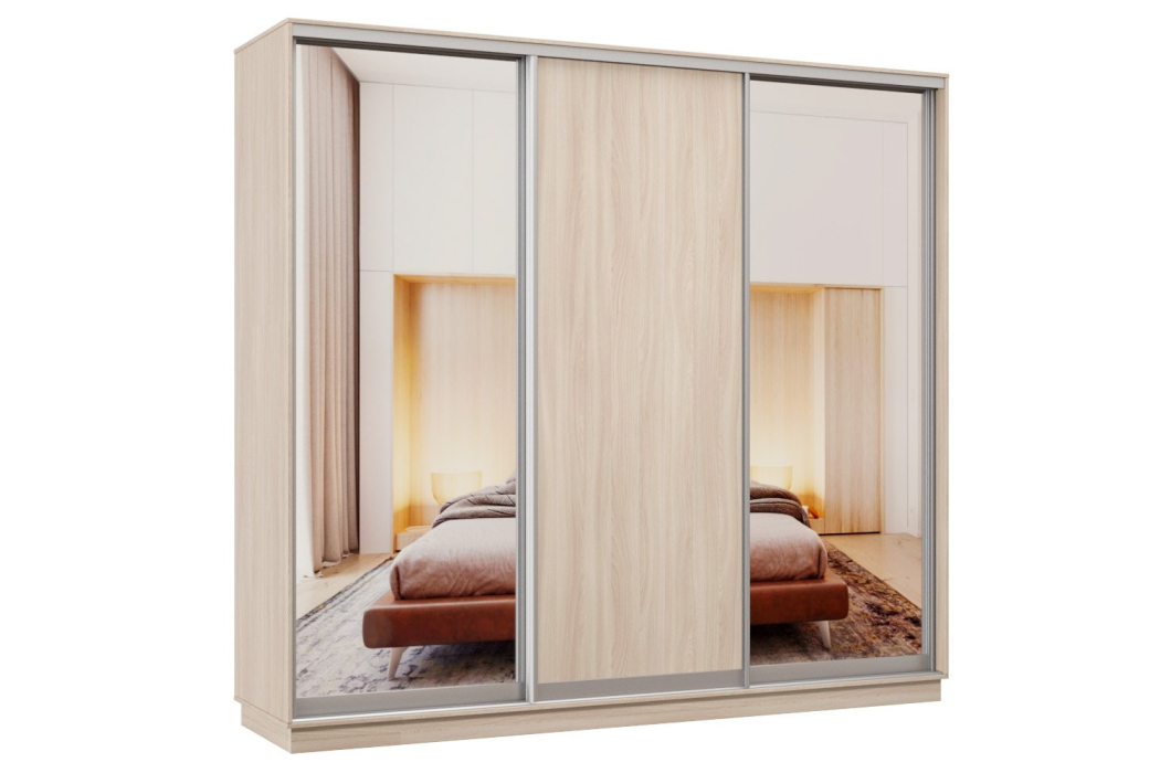 Шкафы-купе 3-х дверные, Шкаф-купе Премьер Лайт 60 (01;02;01) трехдверный