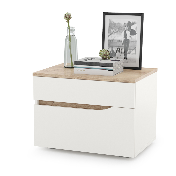 Спальные гарнитуры, Набор мебели для спальни Муссон № 14 белый/чёрный/дуб эндгрейн/иск.к белая