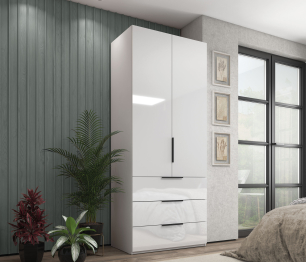 Шкаф 2-х дверный с полками и ящиками, 90 см Люкс