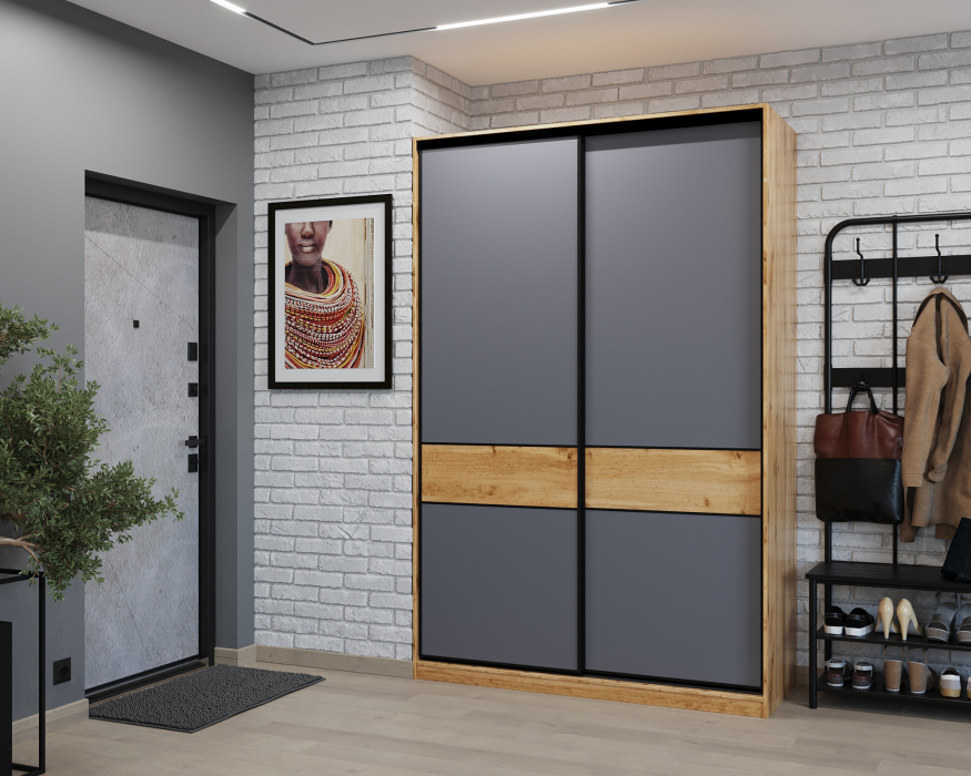 Шкафы-купе 2-х дверные, Шкаф-купе SLIM,125*60, Дуб вотан