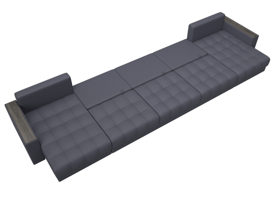 Диваны еврокнижки, Диван П-образный с декором Лига-049 НПБ Мегалонг, экокожа GRIFON