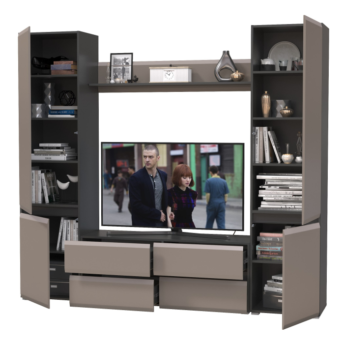 Стенки для гостиной, Сидней тумба для ТВ с полочкой и двумя шкафами с дверками
