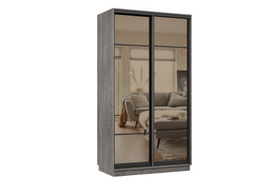 Шкаф-купе Премьер МИНИ 01 (11ЗБ;11ЗБ) фасады зеркало бронза/двухдверный/Профиль чёрный муар