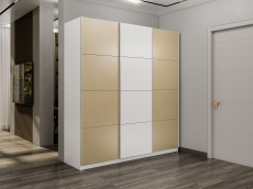 Шкафы-купе 3-х дверные, Шкаф-купе Прайм Широкий 3-х дверный Стекла фисташка/ДСП/Доводчики 240х57х230