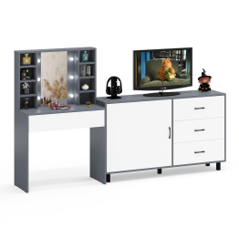 Столик туалетный с полочками и с подсветкой и комод 122-1504