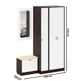 Шкаф с пеналом-500 и обувницей с сиденьем П-6 фрезеровка ромб