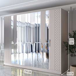 Шкаф распашной 6-ти дверный Савелья кашемир