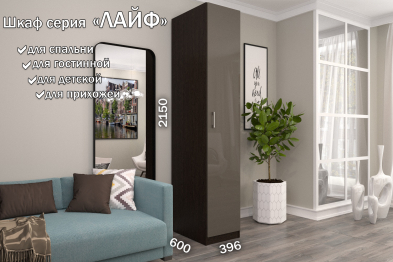 Распашной шкаф Лайф для одежды 40*60*215 Венге