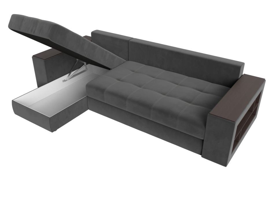 Диваны угловые в гостиную, Угловой диван Дубай, велюр, левый угол