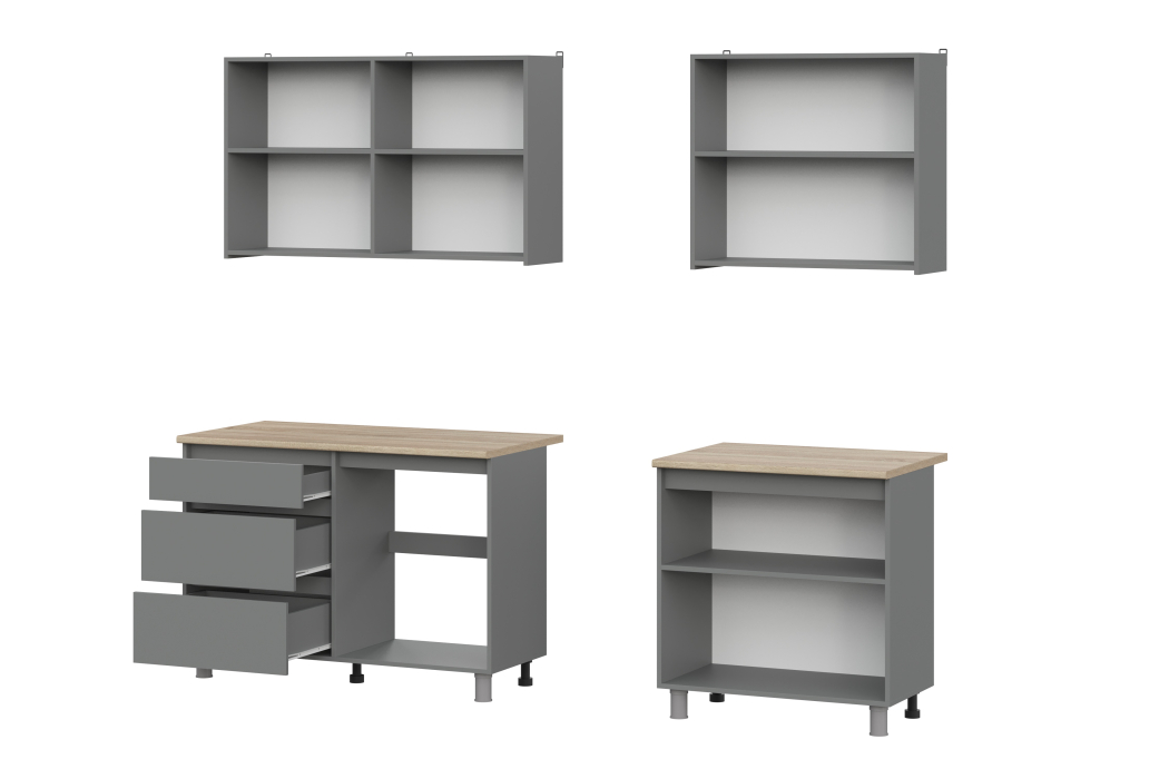 Кухонные гарнитуры, Кухонный гарнитур Денвер 2,0 м (графит серый/дуб сонома)