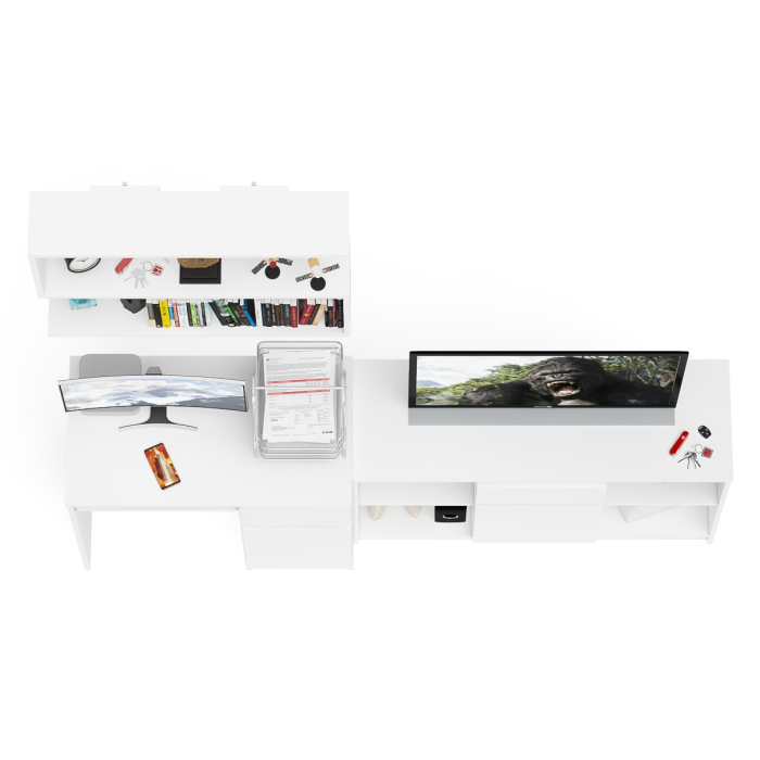 Прямые компьютерные столы, Открытая полка Мори 900 с компьютерным столом МС-1 правый и тумбой 1204-1