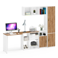 Домашние кабинеты, Место для работы и учёбы Лидер-8 из стола с  полкой и тумбы с пеналом МД 21Б