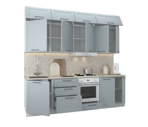 Кухонный гарнитур с антресолью Регина Белый/МДФ Modern Серый 2,6 м