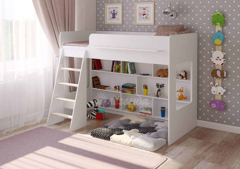 Кровати-чердаки, Детская кровать Легенда 26.1 белая