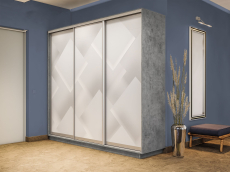 Шкафы-купе 3-х дверные, Шкаф-купе Экспресс 3-х дверный Фотопечать Квадрат Стекла 240х60х220