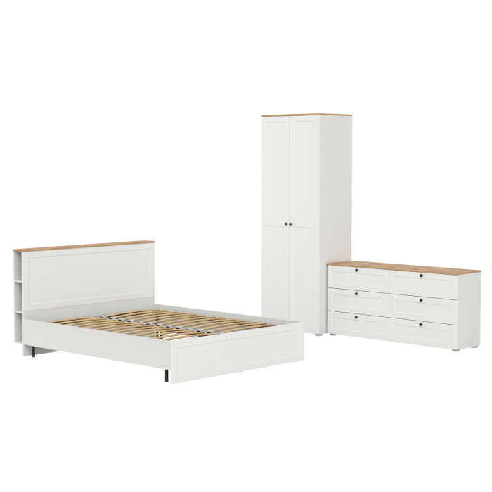 Спальные гарнитуры, Мебель для спальни из шкаф-комода для одежды и белья с кроватью 11.53 ортопедом и комода 16.240