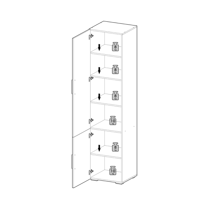 Шкафы одностворчатые, Шкаф-пенал Антеро П-500