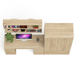 Шкаф-комод Мори МШ900.1 с письменным 2-х тумбовым столом МС-2 и полкой книжной